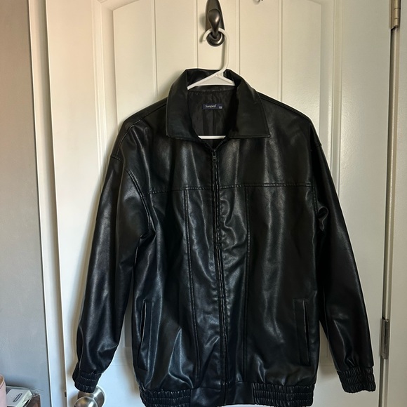 Sampeel Other - Women's Faux Leather Bomber Jacket Black XS Oversized 90s Retro Moto